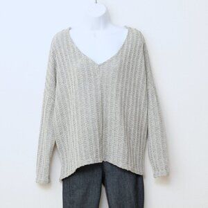 Gilli Oversized Scoop Neck Knit Sweater Gray Women Size L